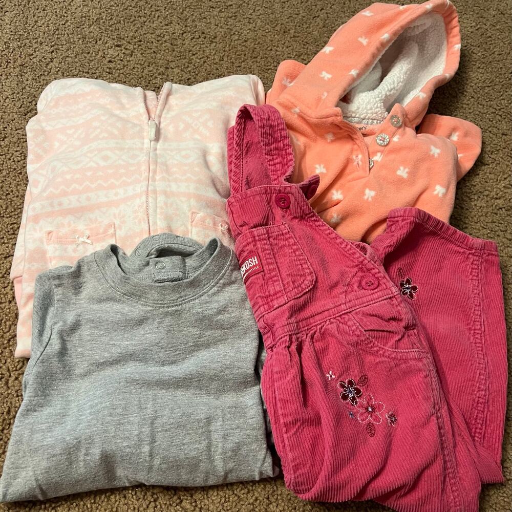LOT of 4 Pieces Girls Size 24 Months Outfits One Piece Overalls